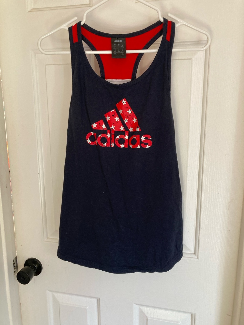 adidas Navy Tank with Red Star Logo and Red Trim